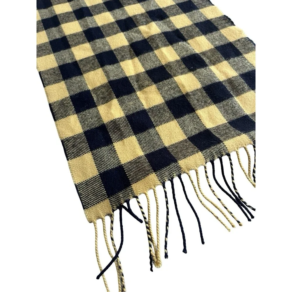Yellow Black Buffalo Plaid Scarf Fringe Winter Wrap Unisex Soft Cozy 12x70
